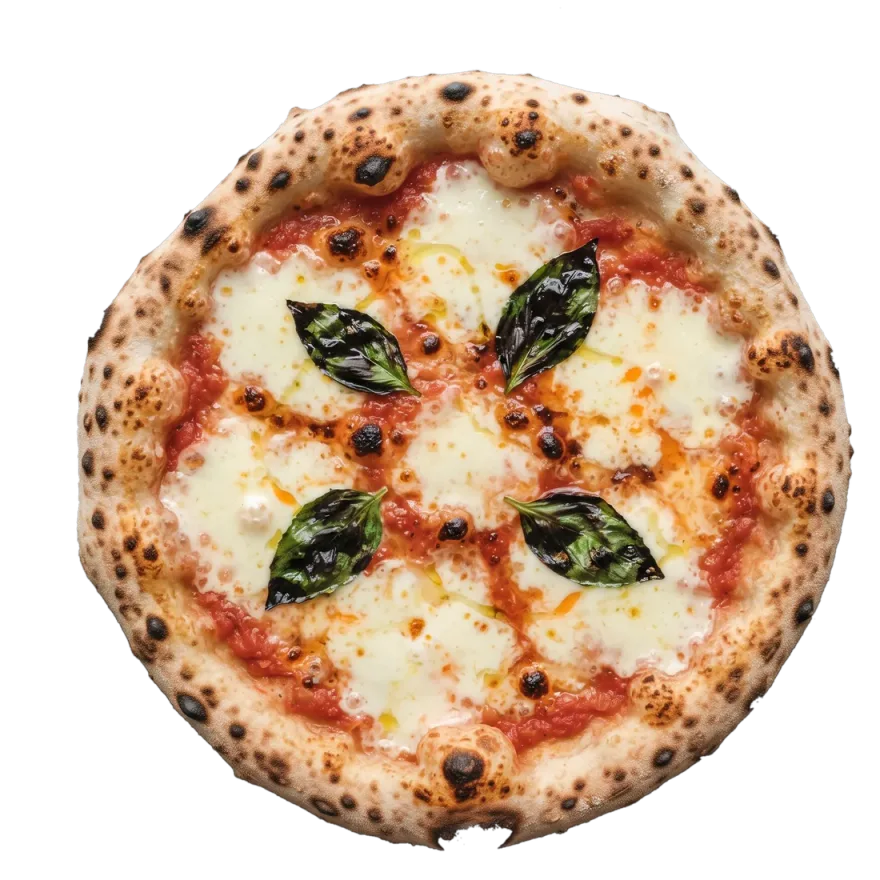 Nystekt napolitansk margherita sett ovenfra